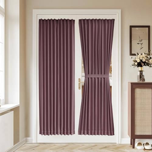 Vatge Privacy Blackout French Door Curtains - Front Door Curtains for Glass Door Window, 1 Panel, W36 x L72, Nostalgia Rose by Vatge