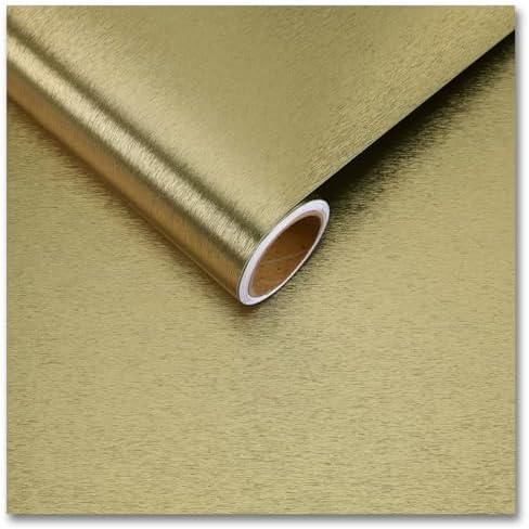 CRE8TIVE Champagne Olive Gold Stainless Steel Contact Paper for Appliances Kitchen Wallpaper Peel and Stick Waterproof 12"x80" Heat Resistant Metallic Wallpaper for Dishwasher Refrigerator Vinyl Wrap by CRE8TIVE