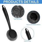Scrubber with Handle Comes with Three Replacement Balls Steel Wool, Short Handle Scrubber, Steel Wool Scrubber Supplies Dish Scrubber, Stainless Steel Scrubber Tool Metal Scrubber for Dishes - Image 2