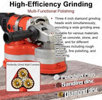 Industrial 2800W Concrete Grinding and Polishing Machine, 3-Head Electric Diamond Grinder with 8” Coverage, 6 Adjustable Speeds, for Professional Concrete, Stone, Marble, and Metal 03 - Image 4