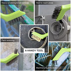 Lavaxon Wire Brush Set 3Pcs - Nylon/Brass/Stainless Steel Bristles with Curved Handle Grip for Rust, Dirt & Paint Scrubbing with Deep Cleaning – 7 Inches (Green) - Image 7