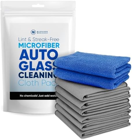 Claro Glass Towels Car Detailing 8-Pack – Streak Free Windshield Cleaner Cloth | Auto Glass Cleaner for Car Windows, Mirrors & Screens | Microfiber Car Cleaning Cloth for Detailing & Interior Use by MicrofiberWholesale