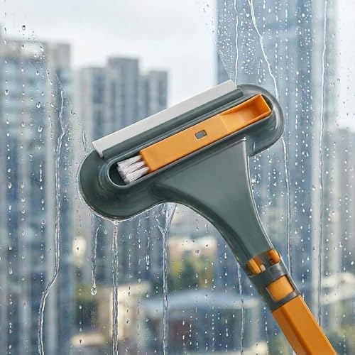 3 in 1 Window Squeegee for Home, 2-Way Brush Window Cleaning Tool with TPR Soft Rubber Squeegee for Cleaning Screens, Glass & Window Tracks by Unknown