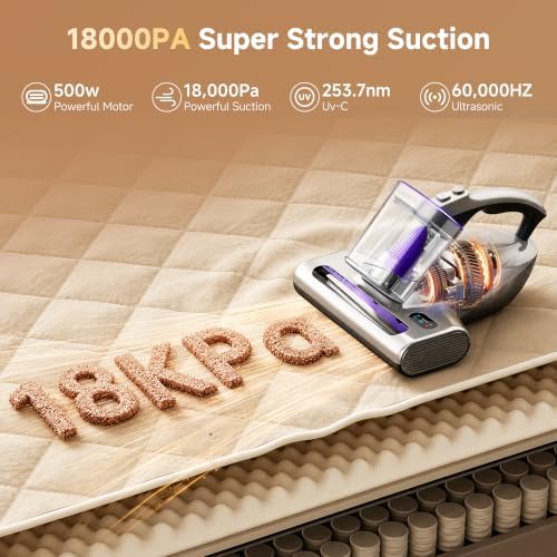 uwant 18Kpa Mattress Vacuum Cleaner 60000RPM Tap Bed Vacuum Set of 1 - Image 2