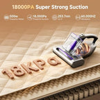 uwant 18Kpa Mattress Vacuum Cleaner 60000RPM Tap Bed Vacuum Set of 1 - Image 2