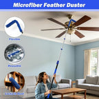 30T Reach Duster Kits, Window Cleaning kit with 5-24FT Telescoping Extension Pole, Cobweb Duster, Washable Fan Duster for Ceiling, Window Squeegee for Glass and Microfiber Feather Duster - Image 3