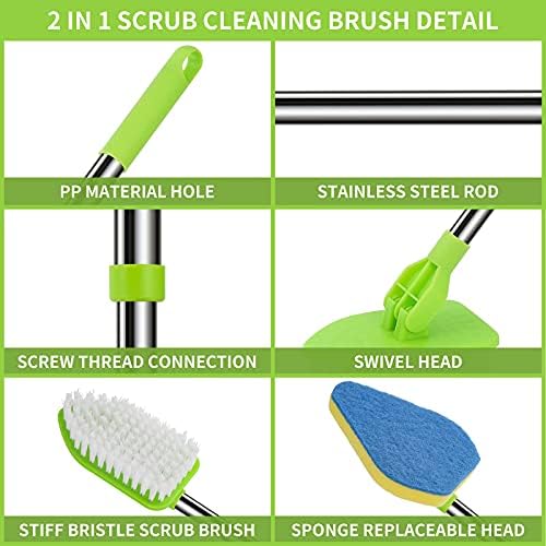 Extendable Scrub Cleaning Brush with Long Handle 35'' - Floor Scrubber - Image 4