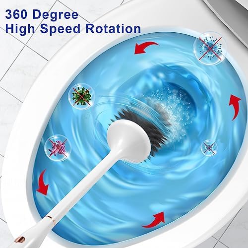 Electric Toilet Brush,Silicone Toilet Brush,Toilet Bowl Brush and Holder Set with Ventilated Holder,Toilet Brush, Floor Standing, Wall Mounted Without Drilling，Rechargeable - Image 6