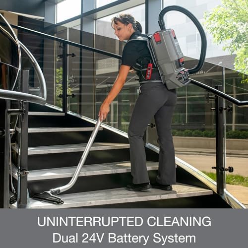 Sanitaire Transport Commercial Cordless Backpack Vacuum with Adjustable Wand, Dual 24V Batteries, Handheld Controls, SC580A. Gray - Image 4