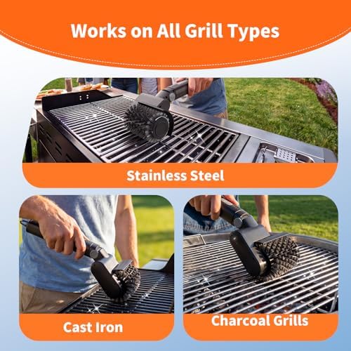 Electric Grill Cleaner 3-in-1 Kit, Cordless BBQ Grill Cleaner with Adjustable Angle, High Torque Motor, 3-Speed Rotating Grill Cleaning Brush for Burnt-On Grease & Grill Grates, Rechargeable - Image 6