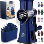 Rotary Cheese Grater Manual Hand Crank 5 Blade Shredder, Sapphire by ZulayKitchen