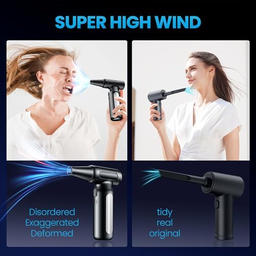 Mershgaya Electric Compressed Air Duster - 13,0000 RPM Rechargeable Cordless Turbo Blower, Portable Air Blower Gun for Cars, PC, Keyboard, Home & Outdoor Dust Cleaning (Replaces Compressed Air Cans) - Image 3