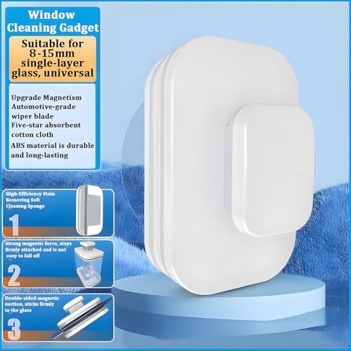 Magnetic Car Windshield Cleaner Tool with Anti-Falling Rope, Double-Sided Window Cleaning Tool for Glass Thickness 8-15mm, Magnet Auto Windshield Cleaner, Universal for Vehicles - Image 3
