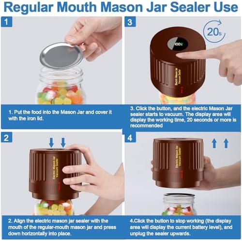LOVE MOMENT Electric Mason Jar Vacuum Sealer Kit - Brown - Image 3