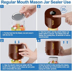 LOVE MOMENT Electric Mason Jar Vacuum Sealer Kit - Brown - Image 3