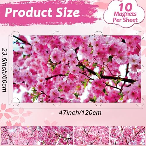 Wiooffen 4 PCS Fluorescent Light Covers for Classroom Ceiling Light 4x2ft Magnetic Lights Covers Filter Easy Install for School Office Hospitals Ceiling Supplies (Cherry Blossom) - Image 2