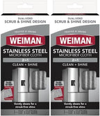 Weiman Microfiber Cloth for Stainless Steel, Safely Traps and Removes Dirt, Oil and Grime to Protect from Scratches 13.8" x 13.8" (Pack of 2) by Weiman