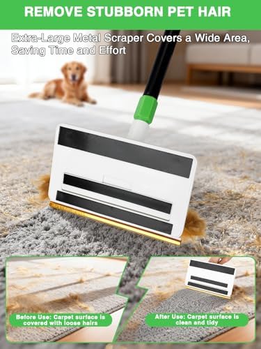 4-in-1 Baseboard Cleaning Tool with Handle 5 Reusable Pads 1 Stiff Bristle Brush Carpet Rake for Pet Hair Removal Baseboard Cleaner Carpet Windows Wall Floor Bathroom Kitchen - Image 5