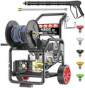 4800PSI Gas Pressure Washer with Hose Reel, One-Button Start by TechSweeppro