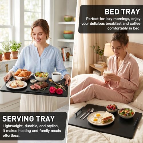 Noodle Board Stove Cover with Handles, Stove Top Covers for Gas Burners and Electric Stove, Wood Stove Cover Board Decorative Serving Tray Kitchen Sink Cover (Black) - Image 5