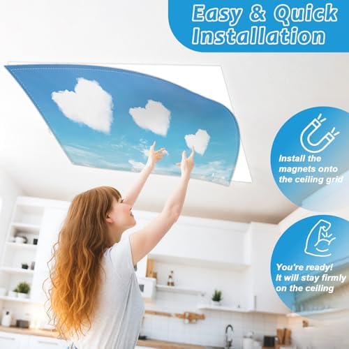 Wiooffen 6 Pcs Fluorescent Light Covers with 60 Magnets Decorative for Classroom Ceiling Light 4 x 2 Feet Magnetic Light Covers Filter Easy Install for Office Hospitals & Home (Love) - Image 6