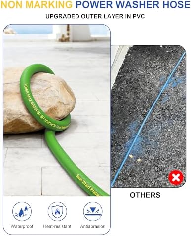 Pressure Washer Hose 25ft 4800PSI Non Marking 3/8’’ 4-Layer Structure - Image 4