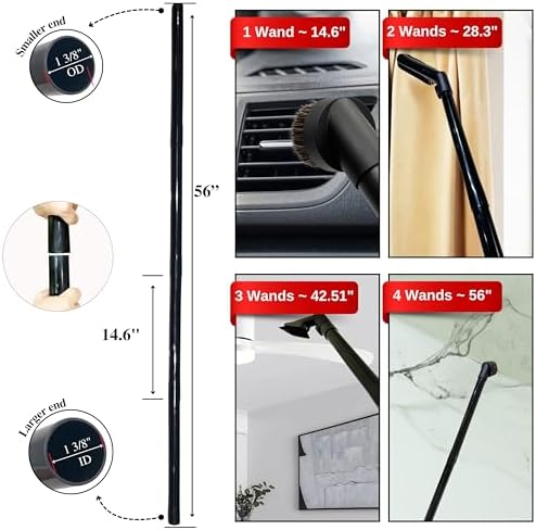 For Miele C1 C2 C3 Vacuum Attachments Accessories for High Ceilings, Venetian Blinds, Fans, Cobwebs & High Up Spaces: : 4 Pack Vacuum Extension Wands, Flexible Dust Brush, Horse Hair Dusting Brush - Image 3