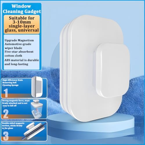 Magnetic Car Windshield Cleaner Tool with Anti-Falling Rope, Double-Sided Window Cleaning Tool for Glass Thickness 3-10mm, Magnet Auto Windshield Cleaner, Universal for Vehicles - Image 3