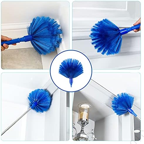 ZZ LAZYCOTTAGE Duster, Microfiber Dusters with 2 Handle Sets, Durable 15-98.1 Inches Long Telescopic Rod, Washable, Feather Dusters for Cleaning Cobweb and Ceilings Fans, 5 Pack (Blue) - Image 5
