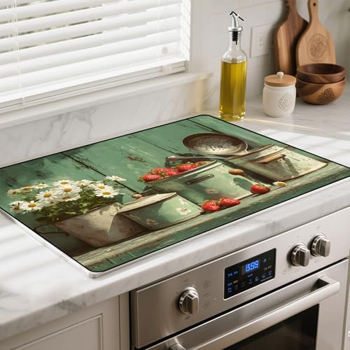 Heat-resistant Stove Top Cover - 28.5" X 20.5" Cooktop Protector Covers, Scratch-resistant Washable Pad Kitchen Countertop Mat (Green, 28.5" x 20.5") by BSFHH