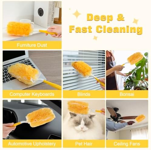 360° Heavy Duty Duster Refills for Swiffer Duster,30 Pack & 1Handle 4X Faster Electrostatic Deep Duster Kit for Cleaning, Pet Hair, Blinds & Car Vents,Lasts 2+ Months, Eco-Friendly & Gift-Ready - Image 6