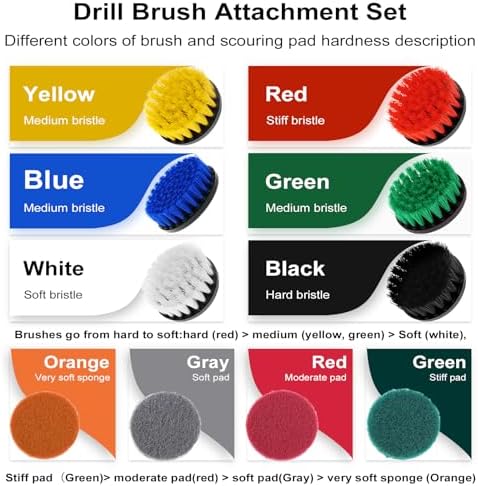 48 Pcs Drill Brush Attachments Set, Scrub Pads & Sponge & Wire Brush for Drill, Power Scrubber Brush with Extend Long Attachment, Drill Scrubber Brush Kit for Bathroom, Floor, Car, Grout - Image 3