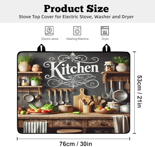 Multi-Design Stove Top Cover for Glass/Electric Stoves - 3-in-1 Heat-Resistant Protector Mat, Non-Slip Drying Rack 30"x21" (Cookware) - Image 2