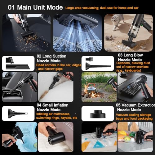 Handheld Car Vacuum Cordless Interior Cleaner, 20000Pa Suction & Air Duster - Image 5