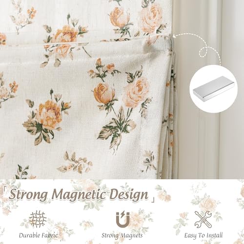 StangH Cordless Oak Yellow Linen Floral Roman Shades, W30 x L64, 1 Panel - Image 4