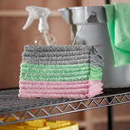 Amazon Basics Microfiber Cleaning Cloths, Ultra Absorbent, Scratch-Free, Non-Abrasive, Reusable and Washable, 16" x 12", Green/Gray/Pink, 48-Pack - Image 5