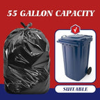 Teivio Large Black Trash Bags 55-60 Gallon 20 Count 50 Gal Garbage Bags - Image 3
