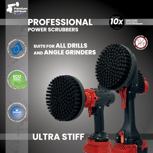 Premium Drill Brush Professional– 2in1 for Drill & Angle Grinder Ultra-Stiff 6 in Black | Scratch-Free Heavy-Duty Cleaning Brush for Concrete, Brick, Stone, Metal, Masonry, Grills, Rust - Image 6