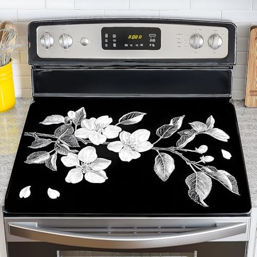 Stove Top Cover for Electric Stove,Glass Stove Top Cover, Heat Resistant Glass Cooktop Cover, Stovetop Protector, Kitchen Decor, Dish Drying Mats Cover for Ceramic Washer Top 28.5x20.5 inch by GIVEYOUTHEBEST