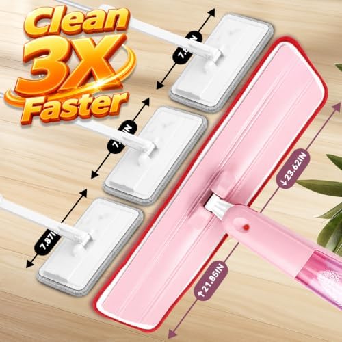 24" Spray Mop Wet Dry Heavy Duty 28oz 55" Handle 2 Pads (Pink, 24inch) - Image 5