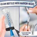 Dish Brush Set of 4 - Kitchen Scrub Brushes with Non-Slip Long Handle for Cleaning, Scrubber, Dishwashing, Dishes, Bottles, Straws, Cups, Pots & Sink, Blue - Image 6