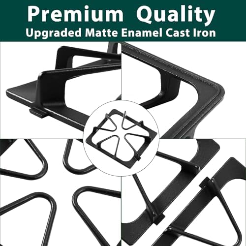 W10447925 Burner Grates Stove Replacement Parts for Whirlpool Gas Stove Grates Kenmore Maytag Amana Inglis Kirkland 8.3 x 8.8 In Matte Cast Iron Stove Top Oven Grates Cooktop Grates 4 Pcs - Image 4