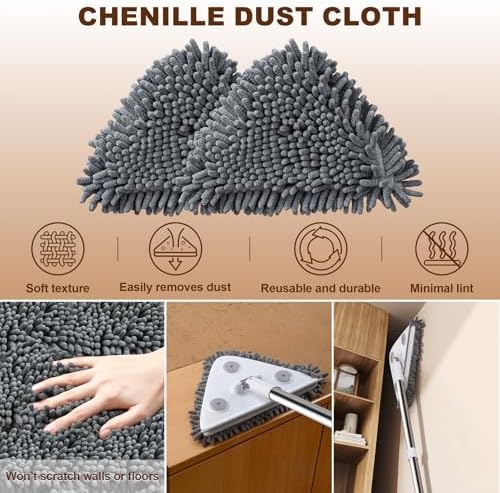 Wall Cleaner Mop with Long Handle, Dust Mop with 6 Reusable Pads - Image 6