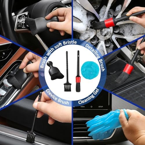 Qydipclin 10pcs Windshield Cleaner Tool, Car Window Cleaning Wash Kit with 4 Reusable Microfiber Pads 1 Spray Bottle and Extendable Handle Auto Glass Wiper Kit, Blue&Gray - Image 4