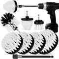 8 Pack Drill Brush Attachment Set,1/4in Power Scrubber Brush + Extend Long Rod, Power Cleaning Scrub Brush for Bathroom, Tub, Tile, Floor, Grout, Boat(White) by Tialero