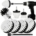 8 Pack Drill Brush Attachment Set,1/4in Power Scrubber Brush + Extend Long Rod, Power Cleaning Scrub Brush for Bathroom, Tub, Tile, Floor, Grout, Boat(White) by Tialero