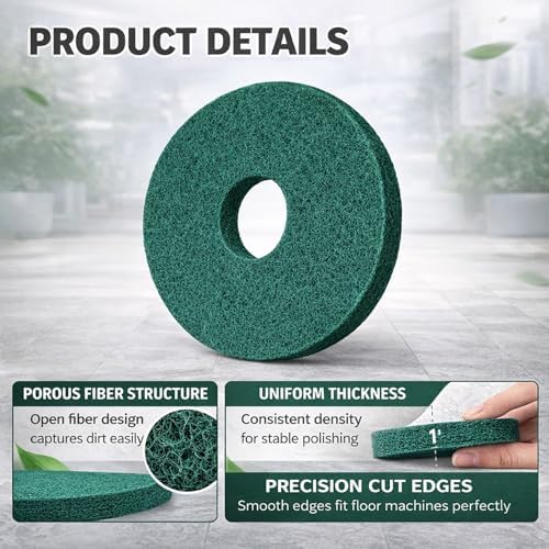 6 Pcs 12" Cleaning Orbiter Pads 437.056 for Oreck 550MC Orbiter Floor Machine,Commercial Floor Buffer Pads,Green Scrubbing Pad for Tile, Hardwood, Marble Floors - Image 5