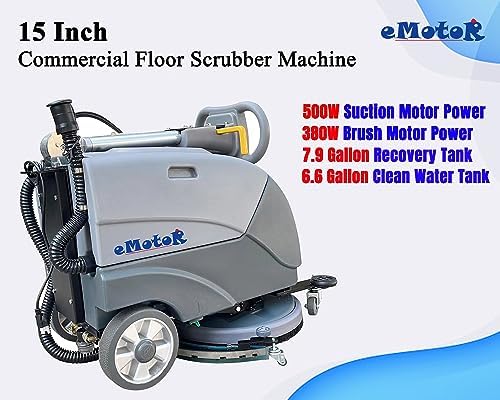 Emotor 15" Commercial Walk Behind Floor Scrubber Machine - Image 2