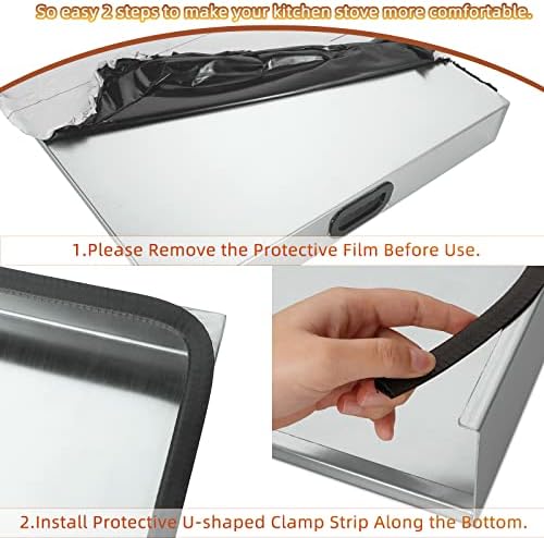 Stainless Steel Gas Stove Top Cover, Noodle Board Cooktop Cover, Kitchen Organizer for Gas and Electric Stove Range Expanding Kitchen Space, Large Size 36"x 23.6"x3", Sliver - Image 4