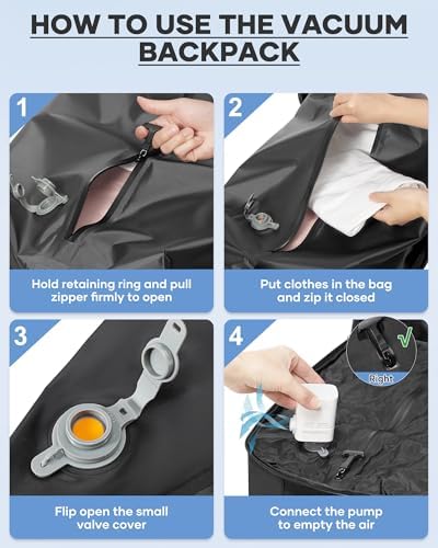 coofay Vacuum Backpack Travel with Pump Vacpack Travel Backpack with Vacuum System Mochila de Viaje Compresion al Vacio Easyvacpack Airbag Backpacks for Traveling Carry on Luggage - Image 4